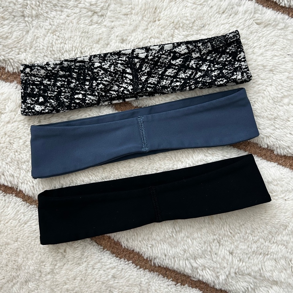 lululemon Athletica Triple Pack Headbands - Black, Gray, Patterned - Picture 3 of 3